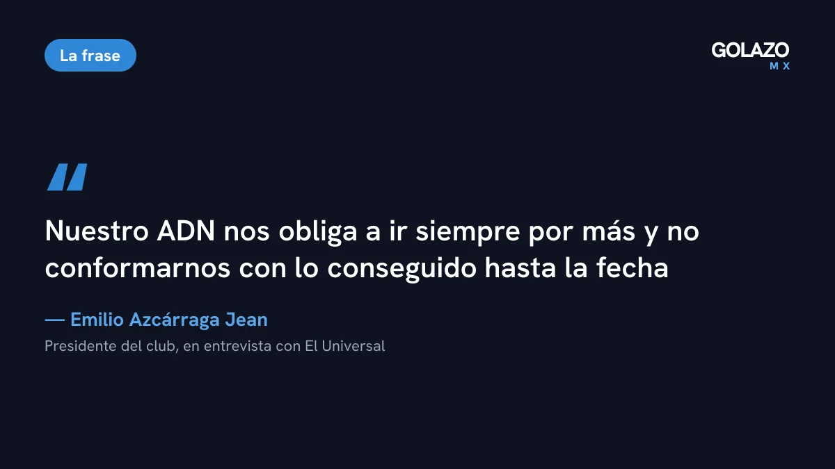 Cita de Emilio Azcárraga Jean a El Universal por los 110 años del América: nuestro ADN nos obliga a ir siempre por más