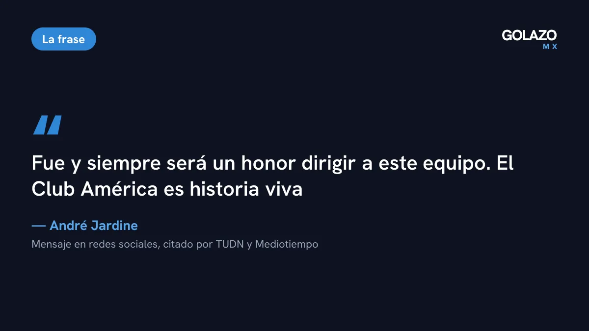 Cita del mensaje de André Jardine al América en su aniversario 110: el Club América es historia viva