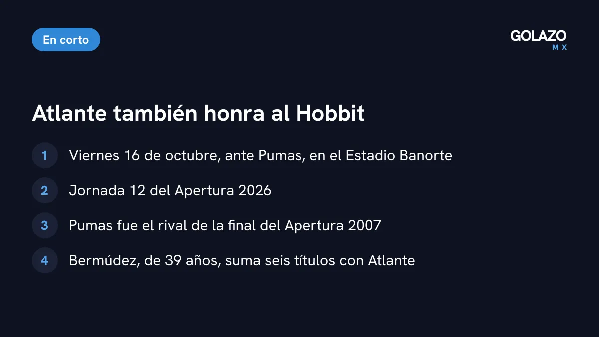 Homenaje del Atlante a Christian Hobbit Bermúdez: viernes 16 de octubre ante Pumas en el Estadio Banorte, rival de la final del Apertura 2007