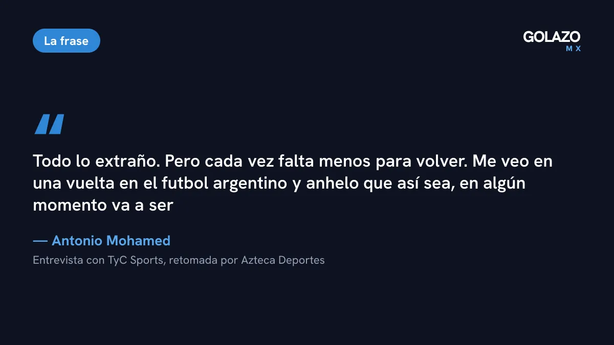 Cita de Antonio Mohamed en TyC Sports: todo lo extraña de Argentina y cada vez falta menos para volver a dirigir allá