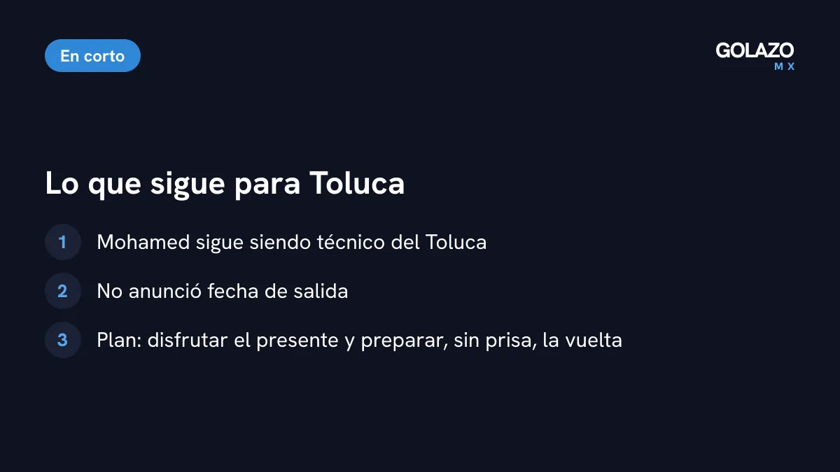 Lo que sigue para Toluca: Mohamed sigue como técnico, no hay fecha de salida y prepara sin prisa su vuelta a Argentina