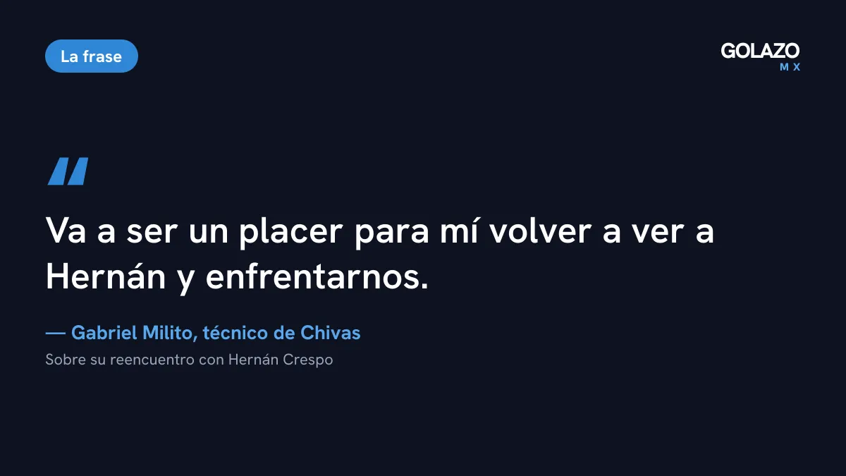 Cita de Gabriel Milito sobre Hernán Crespo antes del Clásico Tapatío: va a ser un placer volver a verlo y enfrentarse