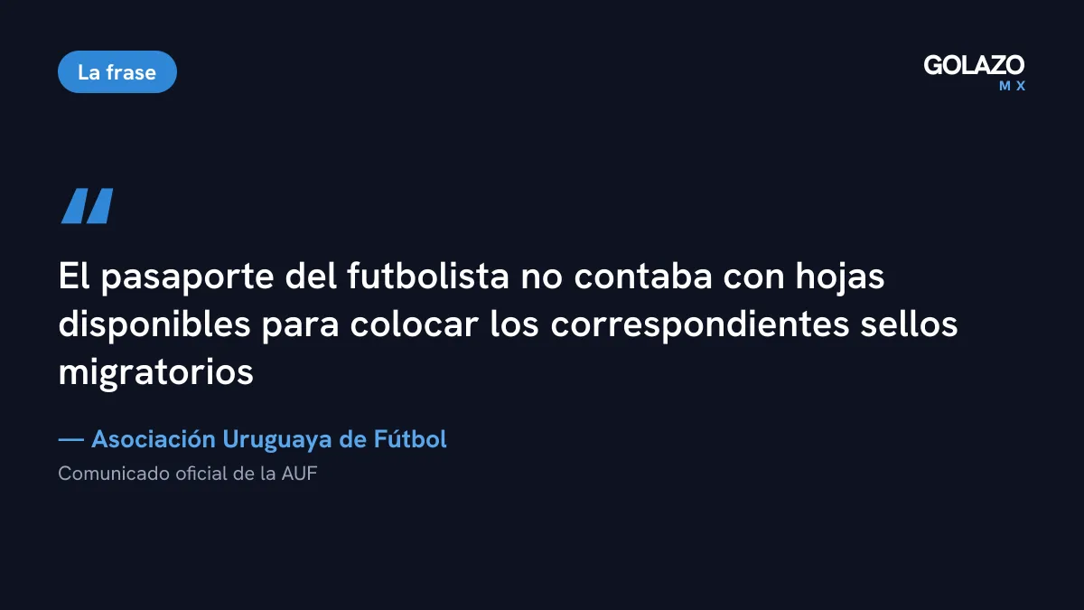 Cita del comunicado de la AUF: el pasaporte de Brian Rodríguez no tenía hojas disponibles para los sellos migratorios