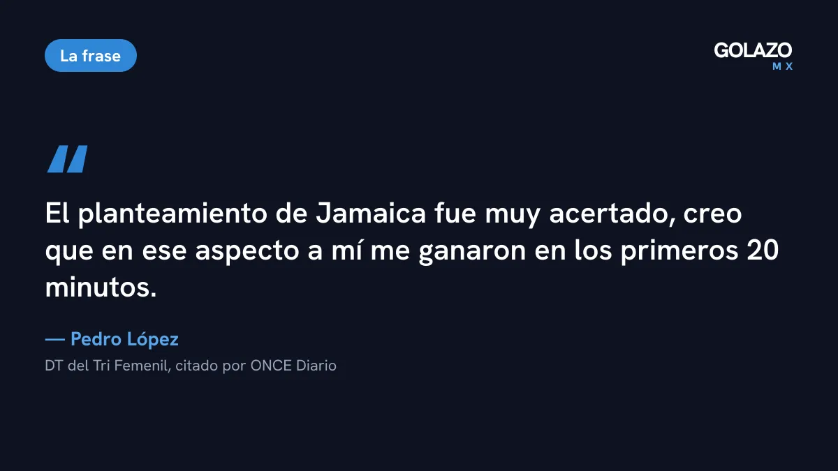 Cita de Pedro López sobre la derrota ante Jamaica: el planteamiento de Jamaica fue muy acertado, a mí me ganaron en los primeros 20 minutos