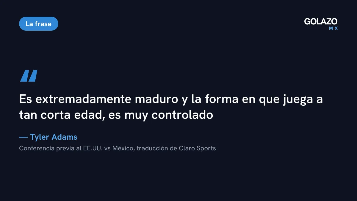 Cita de Tyler Adams sobre Gilberto Mora: es extremadamente maduro y muy controlado a tan corta edad, según la traducción de Claro Sports