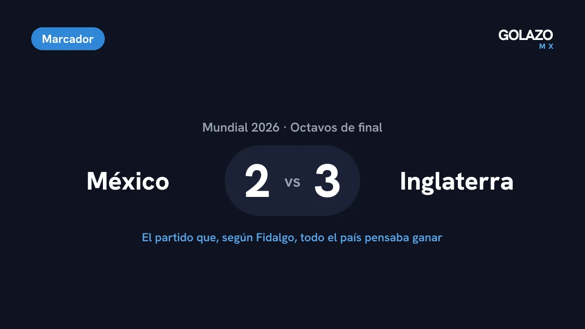Marcador de México 2-3 Inglaterra en los octavos de final del Mundial 2026, el partido que Fidalgo recordó