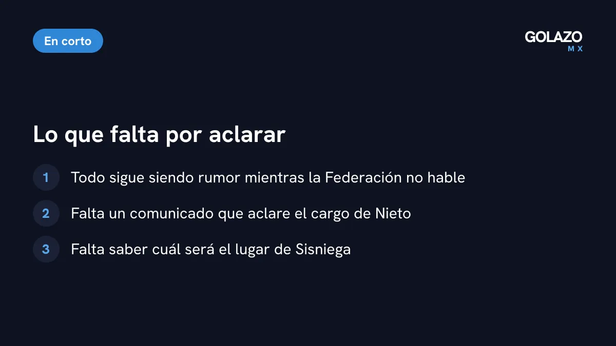 Lo que falta para la FMF: un comunicado oficial que aclare el cargo de Enrique Nieto y el lugar de Ivar Sisniega