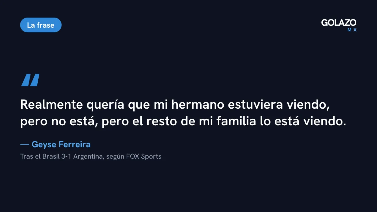 Cita de Geyse tras su gol de chilena ante Argentina: realmente quería que mi hermano estuviera viendo, pero no está, pero el resto de mi familia lo está viendo
