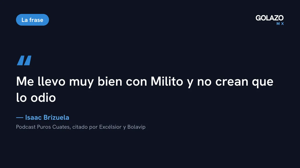 Cita de Isaac Brizuela en el podcast Puros Cuates: se lleva muy bien con Gabriel Milito y no lo odia