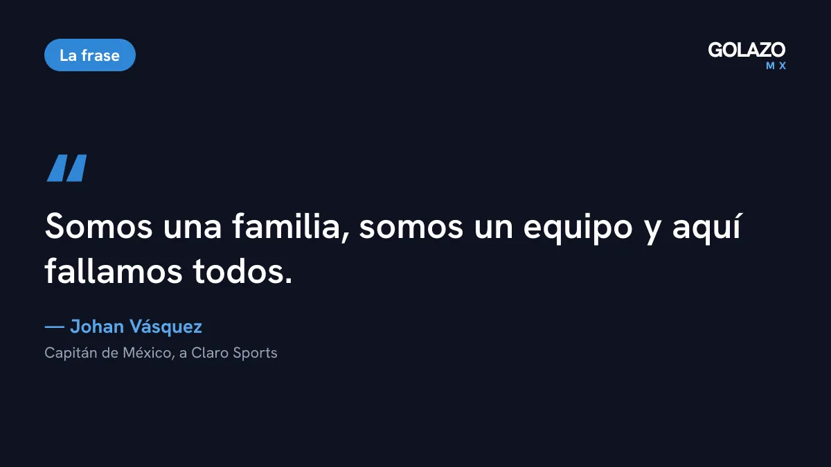 Cita de Johan Vásquez sobre la charla en el vestidor tras el 3-0: somos una familia, somos un equipo y aquí fallamos todos