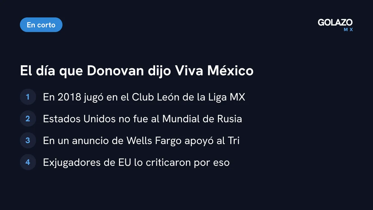 Resumen de la relación de Donovan con México: jugó en el León en 2018 y ese año apoyó al Tri en el Mundial con un anuncio de Wells Fargo