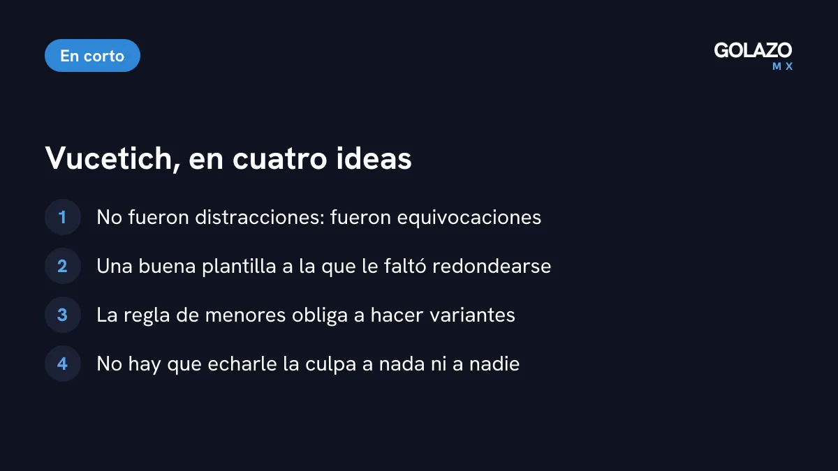 Lo que dijo Vucetich tras perder con León: equivocaciones y no distracciones, plantel por redondear, regla de menores y no culpar a nadie