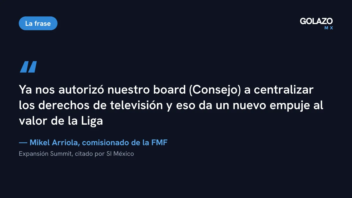 Cita de Mikel Arriola en el Expansión Summit: el Consejo ya autorizó centralizar los derechos de televisión de la Liga MX