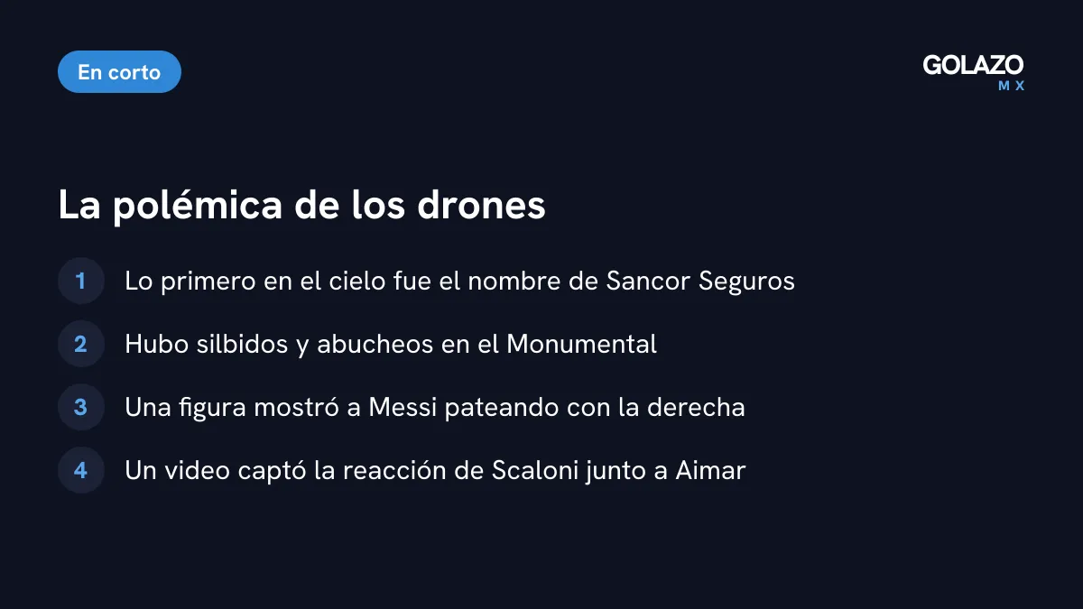 Resumen de la polémica del show de drones en la despedida de Messi: primero apareció Sancor Seguros, hubo silbidos y una figura de Messi pateando con la derecha