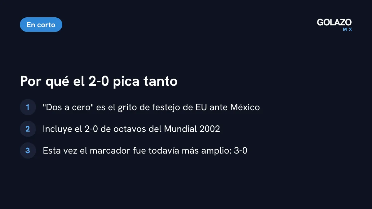Por qué el mensaje de la MLS pica: el 2-0 es el marcador del dos a cero, incluido el de octavos del Mundial 2002, y esta vez fue 3-0