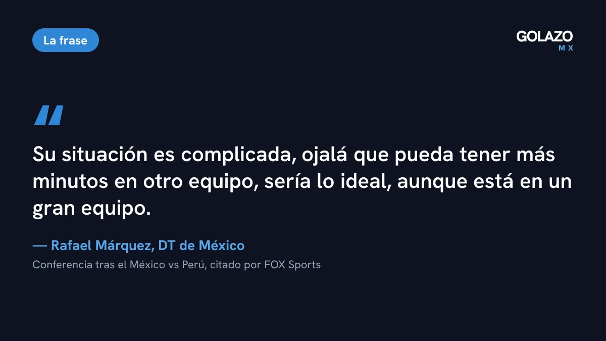 Cita de Rafa Márquez tras el México vs Perú: ojalá Obed Vargas pueda tener más minutos en otro equipo, sería lo ideal
