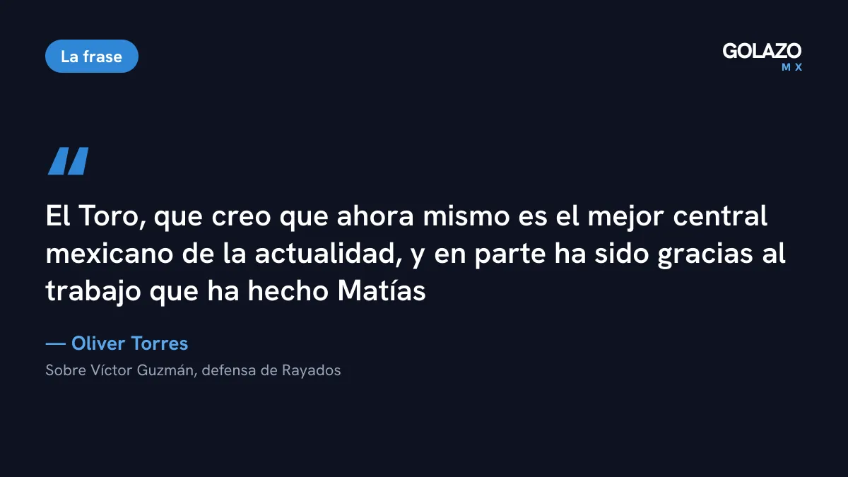 Cita de Oliver Torres sobre Víctor Guzmán: el Toro es el mejor central mexicano de la actualidad, en parte gracias al trabajo de Matías Almeyda