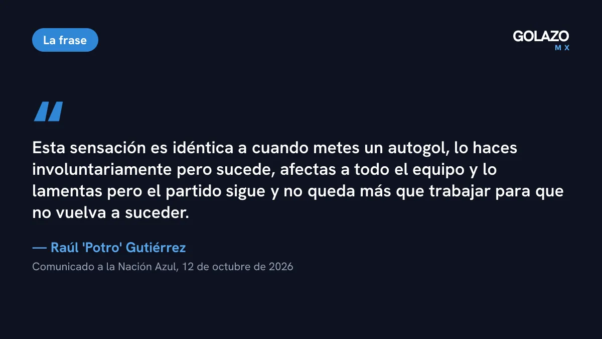 Cita del Potro Gutiérrez en su comunicado: la sensación es idéntica a cuando metes un autogol, involuntario, afecta a todo el equipo, pero el partido sigue