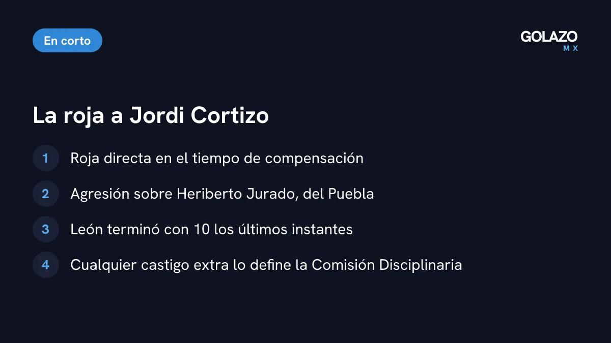 Resumen de la expulsión de Jordi Cortizo: roja directa en el tiempo agregado por un codazo a Heriberto Jurado