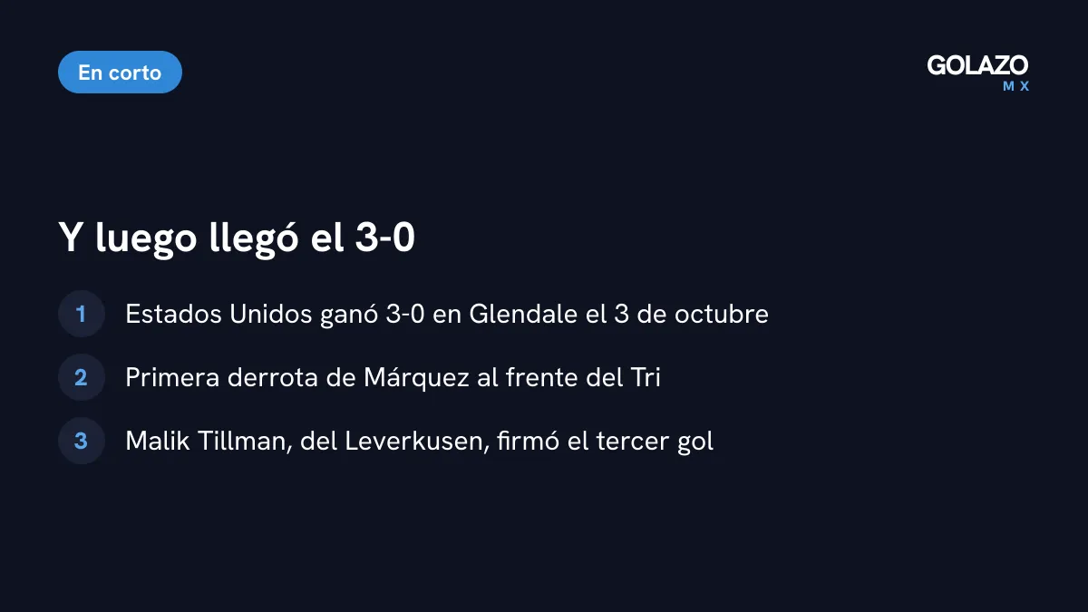 Contexto tras el amistoso: Estados Unidos ganó 3-0 en Glendale y fue la primera derrota de Rafa Márquez como técnico de México