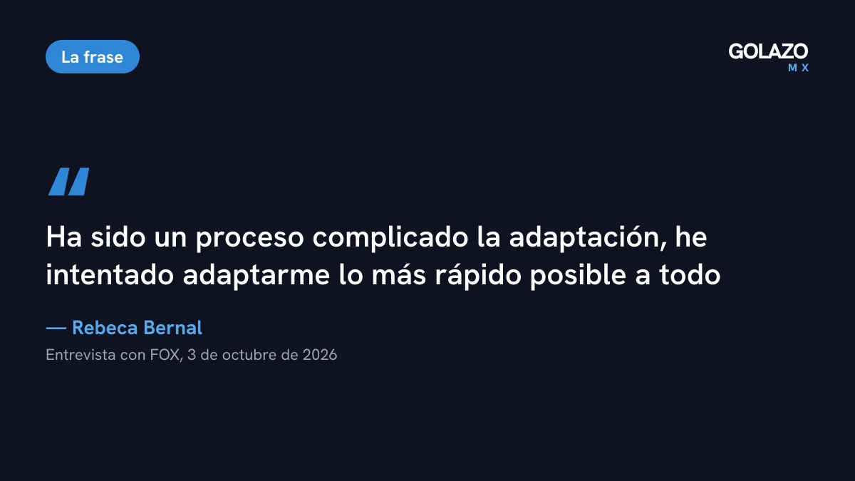 Cita de Rebeca Bernal en entrevista con FOX: ha sido un proceso complicado la adaptación al Manchester United