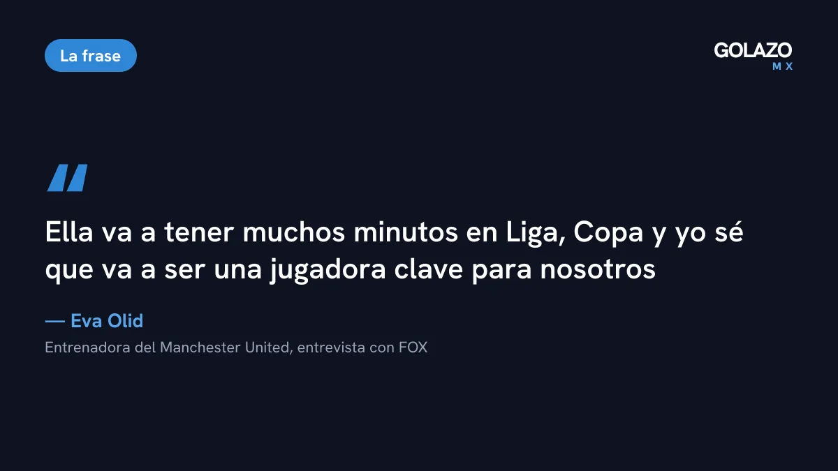 Cita de Eva Olid, entrenadora del Manchester United: Rebeca Bernal va a tener muchos minutos y será una jugadora clave
