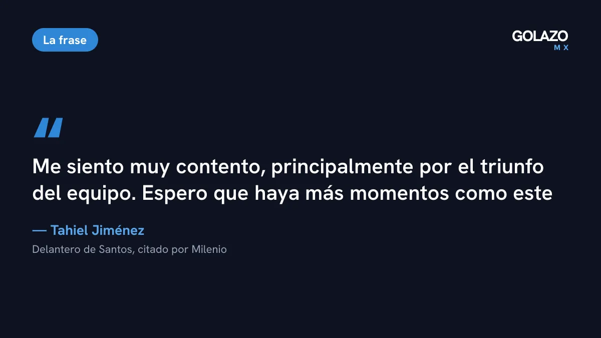 Cita de Tahiel Jiménez tras su doblete ante San Luis: se siente contento por el triunfo del equipo y espera más momentos así