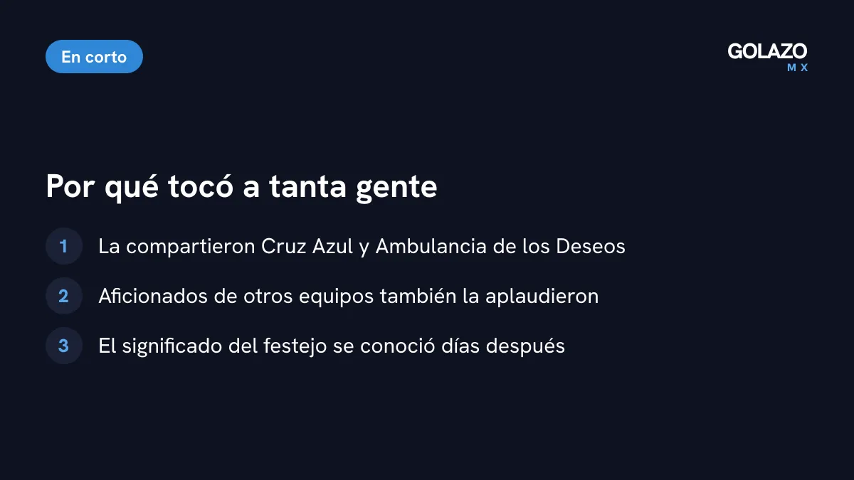 Por qué conmovió la historia: la compartieron Cruz Azul y Ambulancia de los Deseos, la aplaudieron aficionados rivales y el festejo se entendió días después