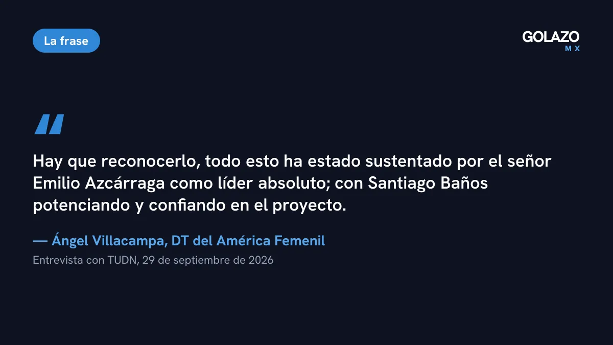 Cita de Ángel Villacampa a TUDN: el éxito del América Femenil ha estado sustentado por Emilio Azcárraga y Santiago Baños