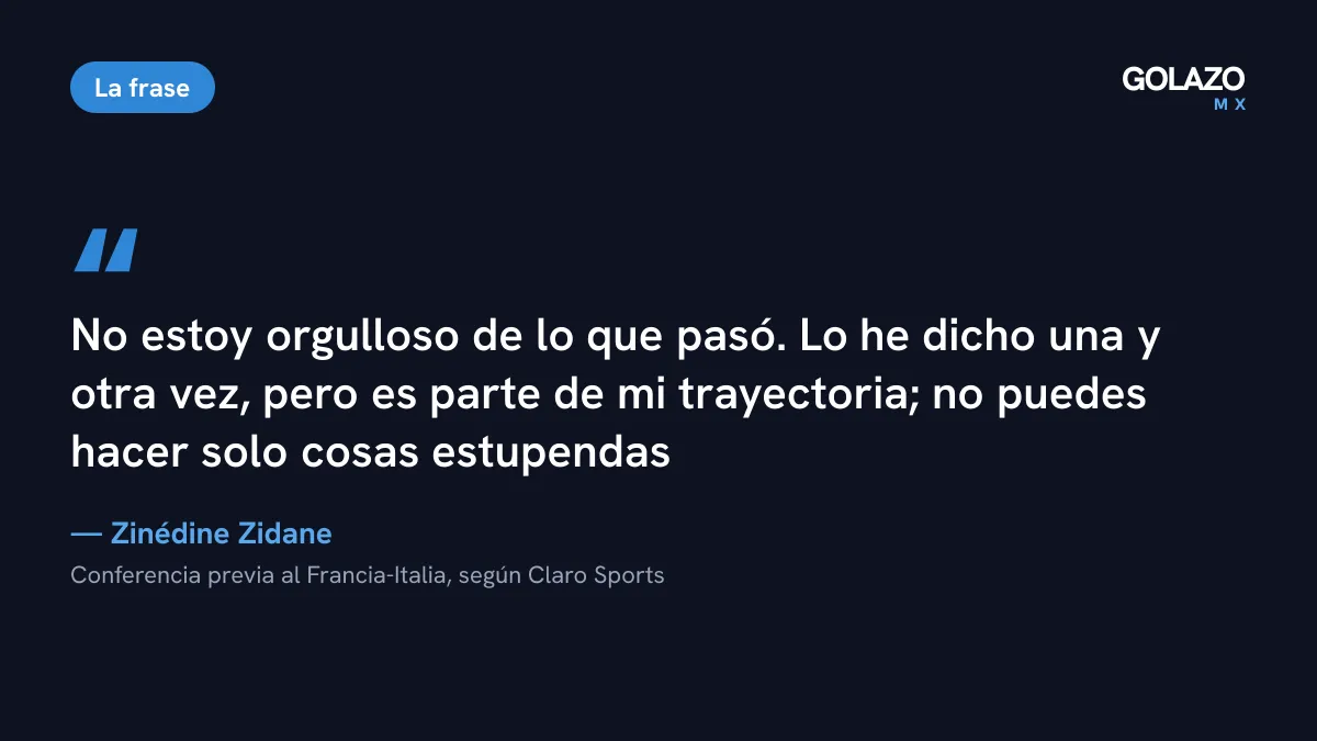 Cita de Zidane sobre el cabezazo a Materazzi: no está orgulloso de lo que pasó, pero es parte de su trayectoria